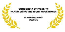 Award for concordia university golden leaves on a white background