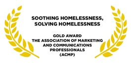 Award for soothing homelessness golden leaves on a white background